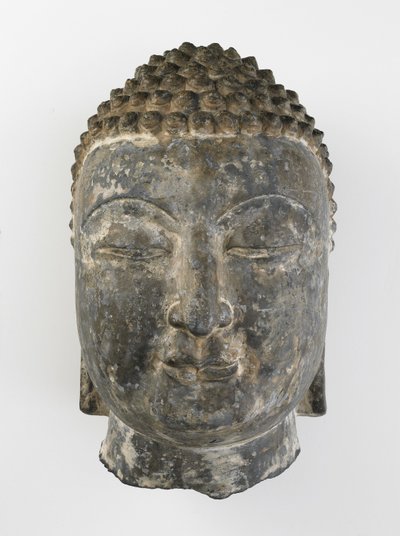 Kolossaal Hoofd van Boeddha door Sui Dynasty Chinese School