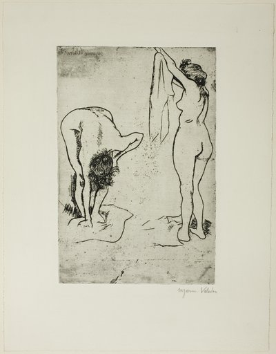 Twee vrouwen die zich afdrogen door Suzanne Valadon