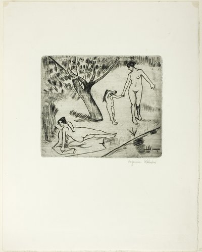 Vrouwen en kind aan de rand van het water door Suzanne Valadon