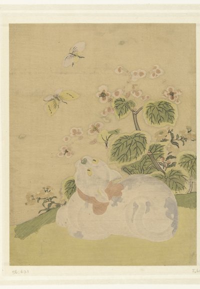 Kat en vlinders door Suzuki Harunobu (attributed to)
