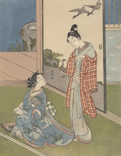 Een meisje schrijft een brief, 18e eeuw door Suzuki Harunobu