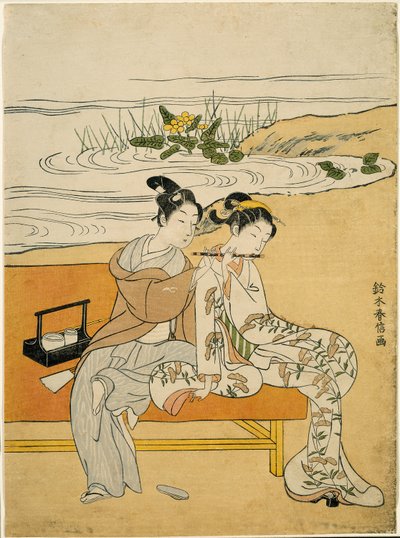 Liefhebbers die dezelfde fluit spelen (parodie op Xuanzong en Yang Guifei), c.1767 door Suzuki Harunobu