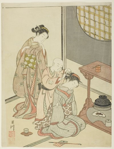 Nachtregen van de Theestand, uit de serie "Acht Zichten van de Salon" door Suzuki Harunobu