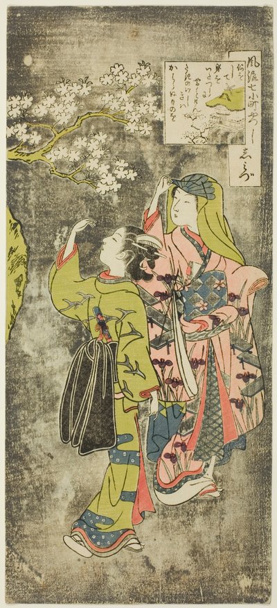 Ono no Komachi bij de Waterval (Shimizu), uit de serie De Zeven Modieuze Aspecten van Komachi (Furyu yatsushi nana Komachi) door Suzuki Harunobu