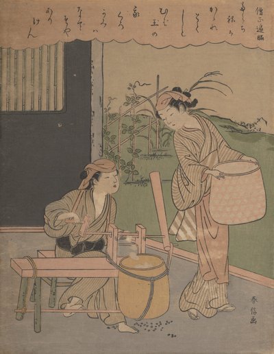 Gedicht door Henjo Sojo door Suzuki Harunobu