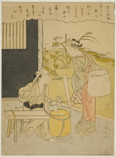 Gedicht van Henjo Sojo, uit een ongetitelde serie van Zesendertig Onsterfelijke Dichters door Suzuki Harunobu
