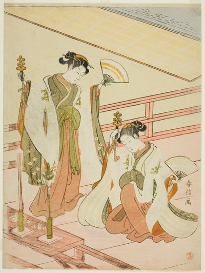 De Dans van de Heiligdom Maagden Ohatsu en Onami door Suzuki Harunobu