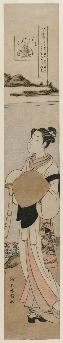 De priester Kukai bij de Tama-rivier op de berg Koya (uit de serie De zes Tama-rivieren in het dagelijks leven) door Suzuki Harunobu