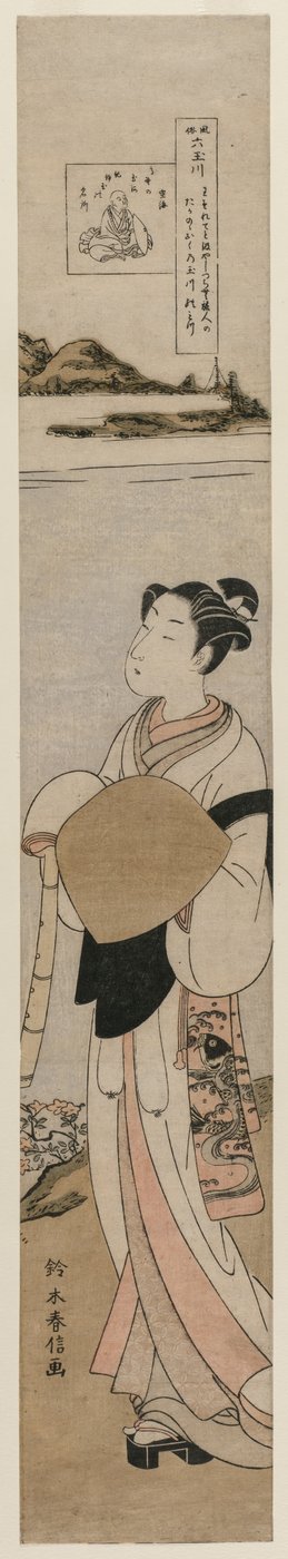 De Priester Kukai bij de Tama Rivier bij Mt. Koya door Suzuki Harunobu