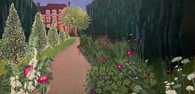 Fenton House Garden, 2025 (eitempera op houtpaneel) door Suzy Fasht