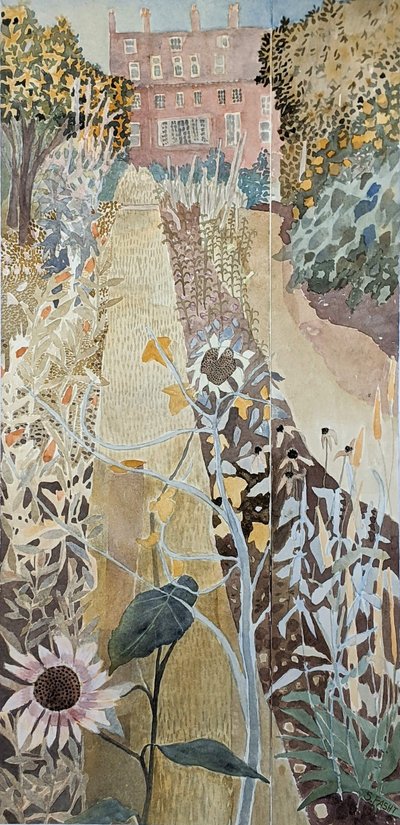 Late zomertuin, 2020 (aquarel op papier) door Suzy Fasht