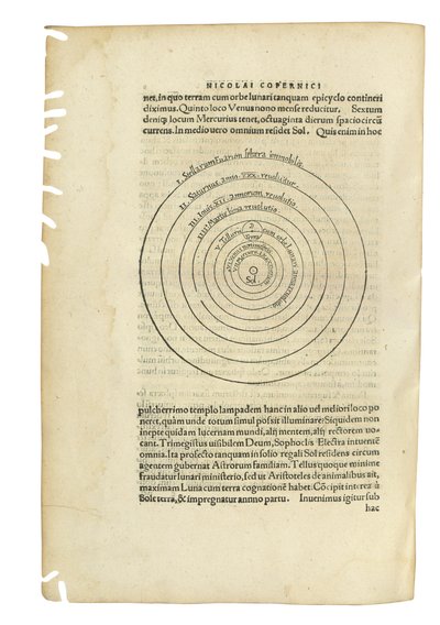 "De Revolutionibus Orbium Coelestium" door Nicolaus Copernicus en "De Libris Revolutionum Nicolai Copernici Narratio Prima" door Georg Johan Rheticus, twee werken in één volume, Basel, 1566-67 door Swiss School