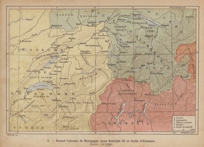 Hertogdommen van Bourgondië en Alamannia, begin 10e eeuw (gekleurde gravure) door Swiss School