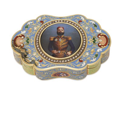 Gouden doos met geëmailleerd portret van onderkoning Abbas I van Egypte, ca. 1820 door Swiss School