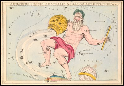 Waterman, Zuidelijke Vissen en Ballon Aerostatique, ca. 1825 door Sydney Hall