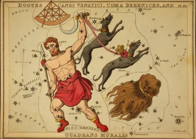 Bootes Canes Venatici, Coma Berenices, en Quadrans Muralis, Illustratie uit 