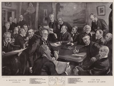 Een Vergadering van de Raad van de Society of Arts door Sydney Prior Hall