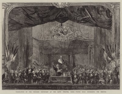 Viering van de Voltaire Eeuwfeest in het Gaite Theater, Parijs, Victor Hugo toespreekt de Bijeenkomst door Sydney Prior Hall