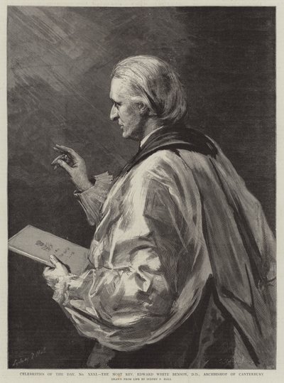 Beroemdheden van de Dag, No XXXI, de Zeer Eerwaarde Edward White Benson, DD, Aartsbisschop van Canterbury door Sydney Prior Hall
