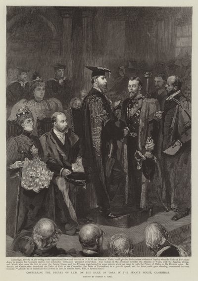 Toekenning van de graad van LLD aan de Hertog van York in het Senaatshuis, Cambridge door Sydney Prior Hall