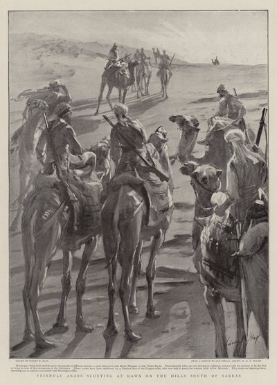 Vriendelijke Arabieren verkennen bij Dageraad op de Heuvels ten Zuiden van Sarras door Sydney Prior Hall