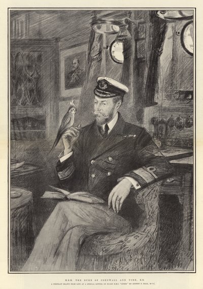 Zijne Koninklijke Hoogheid de Hertog van Cornwall en York, K G door Sydney Prior Hall