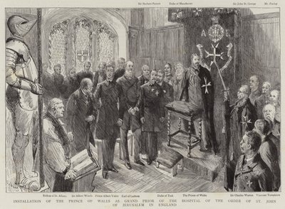 Installatie van de Prins van Wales als Groot Prior van het Hospitaal van de Orde van Sint-Jan van Jeruzalem in Engeland door Sydney Prior Hall