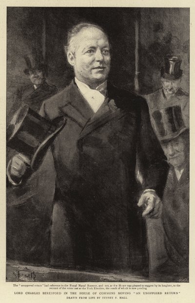 Lord Charles Beresford in het Lagerhuis met een onbetwiste terugkeer door Sydney Prior Hall