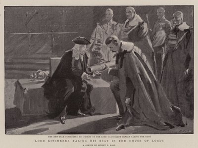Lord Kitchener neemt zijn Zetel in het Hogerhuis door Sydney Prior Hall