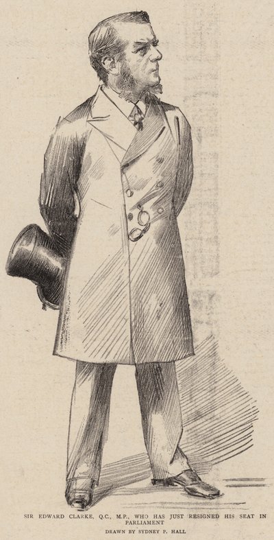 Sir Edward Clarke, QC, MP, die net zijn Zetel in het Parlement heeft Neergelegd door Sydney Prior Hall