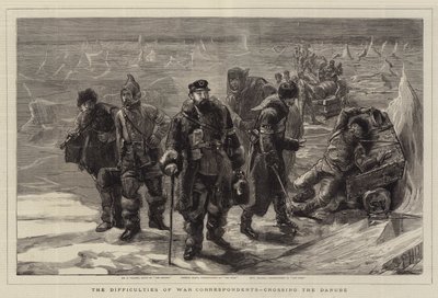 De moeilijkheden van oorlogscorrespondenten, de Donau overstekend door Sydney Prior Hall