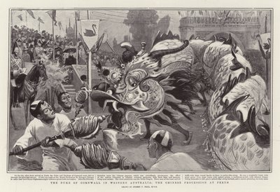De hertog van Cornwall in West-Australië, de Chinese processie in Perth door Sydney Prior Hall