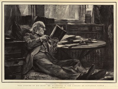 De avond van zijn dagen, Mr. Gladstone in de bibliotheek van Hawarden Castle door Sydney Prior Hall