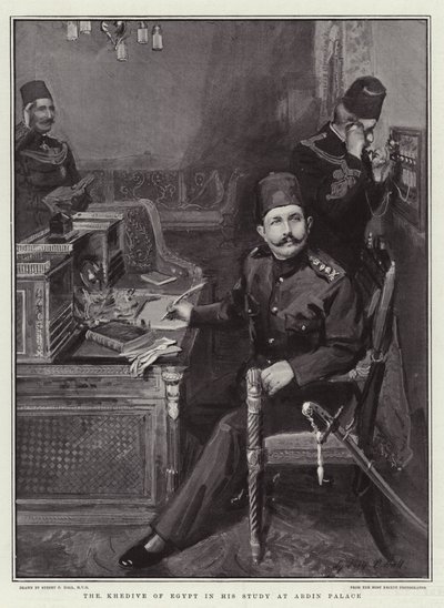 De Khedive van Egypte in zijn Studie in het Abdin Paleis door Sydney Prior Hall