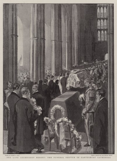 De Laatste Aartsbisschop Benson, de Begrafenisdienst in Canterbury Cathedral door Sydney Prior Hall