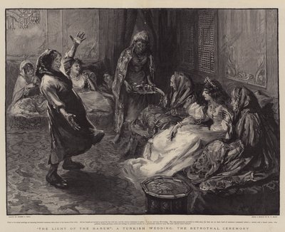 Het licht van de harem, een Turkse bruiloft, de verlovingsceremonie door Sydney Prior Hall
