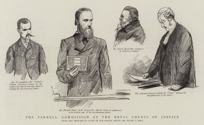 De Parnell Commissie bij de Royal Courts of Justice door Sydney Prior Hall