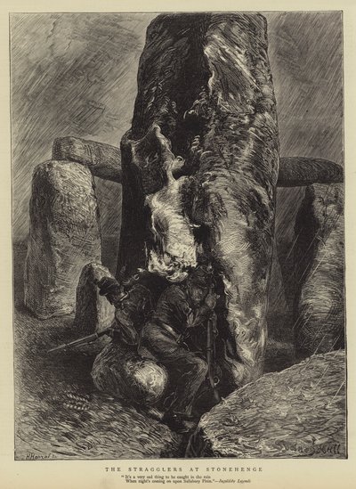 De achterblijvers bij Stonehenge door Sydney Prior Hall