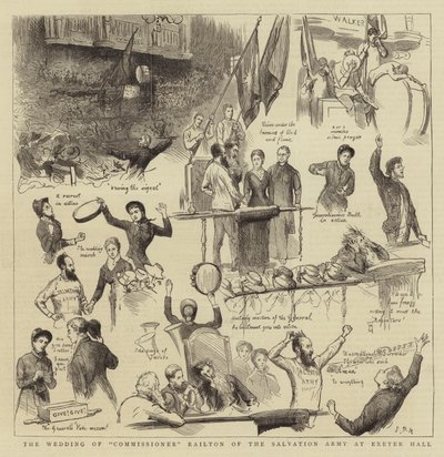 Het huwelijk van commissaris Railton van het Leger des Heils in Exeter Hall door Sydney Prior Hall