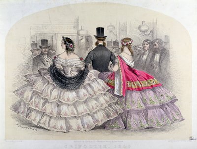 Dames met crinolines in de Royal Italian Opera, Covent Garden, 1859 door T. H. Guerin