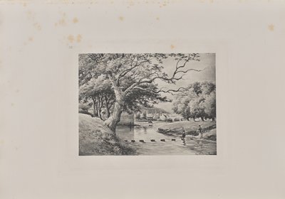 Kijkend naar de Old Bridge of Partick vanaf de Stepping-Stones door T. and R. Annan and Sons