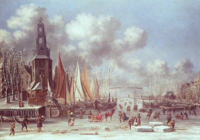 Een winters tafereel in Amsterdam door T. and Storck, A. Heeremans