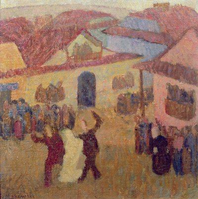 Joodse Bruiloft in de Stad door Tadeusz Makowski