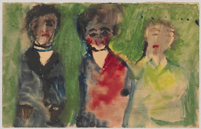 Drei weibliche Figuren in Abendkleidern door Tadeusz Makowski