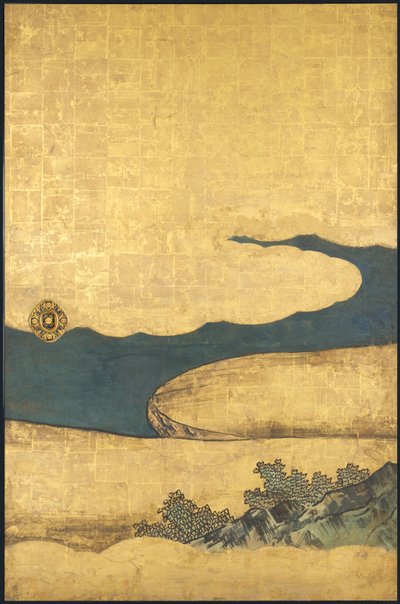 Een spel Go, uit de Vier Vaardigheden, begin 17e eeuw (Schuifscherm; inkt, kleur en goud op papier) door Takanobu Kano