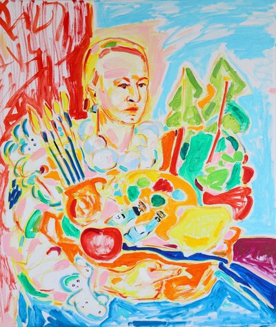 Zelfportret naar Caravaggio, Jongen met een mand fruit, Tamara Jare, olieverf op doek, 2025 door Tamara Jare