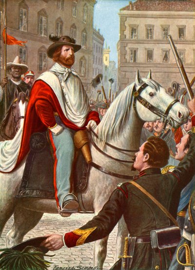 Garibaldi en zijn vrijwilligersmacht komen binnen om Rome te verdedigen in 1849 door Tancredi Scarpelli