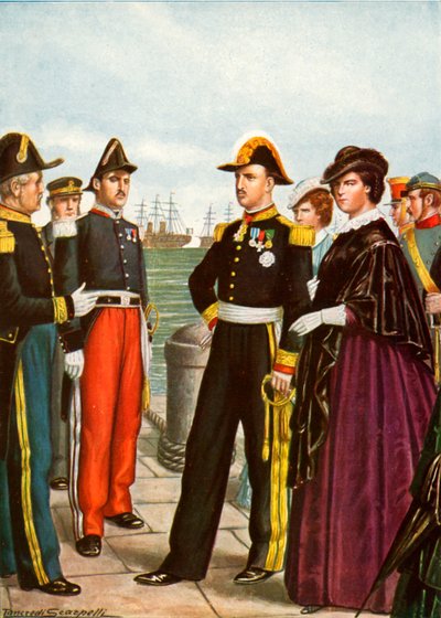 Koning Frans II van Napels en Koningin Amalia verlaten Gaeta van de Twee Siciliën door Tancredi Scarpelli