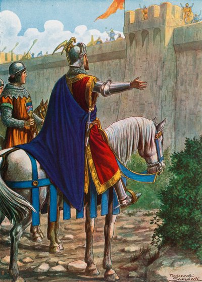 Manfred koning van Sicilië vraagt de Saracenen om toegang tot Lucera (Puglia), 1254 door Tancredi Scarpelli