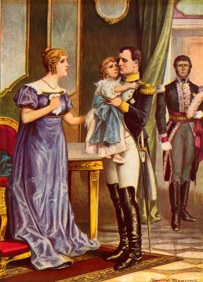 Napoleon neemt afscheid van zijn familie voordat hij naar Elba vertrekt door Tancredi Scarpelli